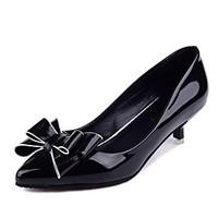 womens heels spring pu wedding casual dress low heel bowknot white bla ...