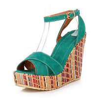 Women\'s Sandals Spring Summer Fall Club Shoes Leatherette Office Career Party Evening Dress Wedge Heel BuckleBlue Yellow Green Almond