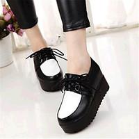 Women\'s Shoes Leatherette Platform Creepers Fashion Sneakers Outdoor / Casual Black / White