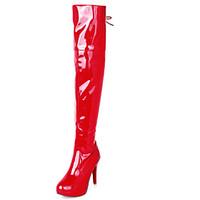 Women\'s Shoes Stiletto Heel Round Toe / Closed Toe Boots Office Career / Dress / Casual Red / White