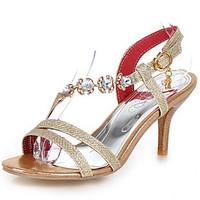 Women\'s Sandals Summer Club Shoes Glitter Customized Materials Wedding Party Evening Dress Stiletto Heel Rhinestone Buckle
