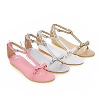 womens shoes flat heel round toe sandals casual pink white silver gold