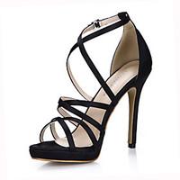 Women\'s Sandals Summer Comfort Silk Wedding Party Evening Dress Stiletto Heel Black Ivory