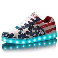 Women\'s Men\'s Spring Summer Fall Winter Light Up Shoes Leatherette Outdoor Casual Athletic Party Evening Flat Heel Lace-up Blue Red