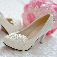 Women\'s Shoes Leather Stiletto Heel Heels/Pointed Toe Pumps/Heels Wedding/Party Evening White