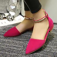 Women\'s Spring Summer Fall Leatherette Outdoor Dress Casual Flat Heel Buckle Black Red Almond