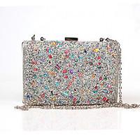 Women PU Formal/Event/Party Office Career Evening Bag Butterfly Crystal Clutch Bags Wedding The Shells Colorful Stones
