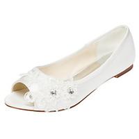 Women\'s Flats Spring / Summer Others Stretch Satin Wedding / Party Evening / Dress Flat Heel Crystal Ivory / White Others