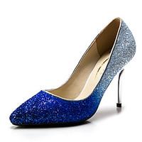 Women\'s Shoes Synthetic / Glitter Stiletto Heel Heels / Heels Wedding / Party Evening / Dress Blue / Silver / Gold