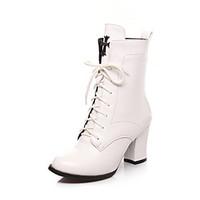 Women\'s Boots Fashion Boots Leatherette Outdoor / Office Career / Casual Chunky Heel OthersBlack / White /