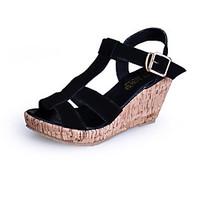 Women\'s Shoes Wedge Heel Wedges/Heels/Peep Toe/Platform/Comfort/Open Toe Sandals Casual Black/Blue/Beige