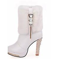 womens boots fall winter fashion boots pu casual chunky heel tassel bl ...