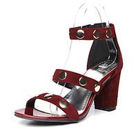Women\'s Sandals Spring Summer Club Shoes Comfort Leatherette Outdoor Dress Chunky Heel Rivet Zipper