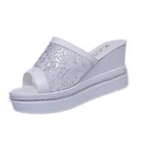 womens sandals spring comfort pu outdoor wedge heel white silver