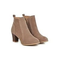 womens shoes fleece chunky heel fashion bootsround toe boots dresscasu ...