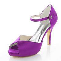 womens shoes stretch satin sandals peep toe sandals wedding dress purp ...