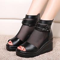 womens boots summer tulle casual wedge heel others black others