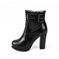 womens shoes chunky heel fashion bootsround toe boots dresscasual blac ...