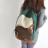 women backpack pu canvas all seasons casual zipper brown army green gr ...