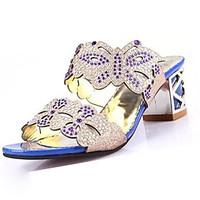 womens sandals summer comfort pu dress chunky heel applique black blue ...