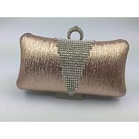 women other leather type formal evening bag pink gold silver gray