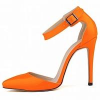 womens heels summer comfort patent leather casual stiletto heel buckle ...