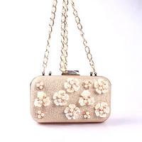 Women leatherette Formal / Event/Party / Wedding Evening Bag Casual Shoulder/Crossbody/Diamonds Pearl Flowers Bag