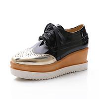 womens shoes wedge heel round toe oxfords with lace up casual more col ...