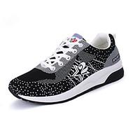 Women\'s Athletic Shoes Spring Fall Couple Shoes Tulle Outdoor Casual Athletic Flat Heel Lace-up White Black Gray Pink Running