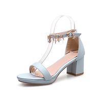 Women\'s Sandals Summer Fall Club Shoes Comfort PU Office Career Dress Casual Chunky Heel Buckle Chain