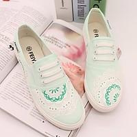 womens flats comfort pu canvas spring casual blushing pink blue white  ...