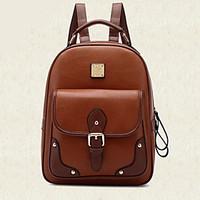 Women Backpack PU All Seasons Casual Zipper Black Beige Brown Khaki