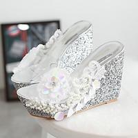 womens shoes transparent silicone wedge heel open toe sandals dress pi ...