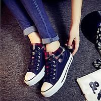 Women\'s Shoes Plaid Canvas Flat Heel Round Toe Student Fashion Sneakers Outdoor / Casual