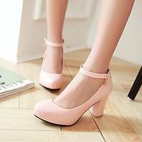 Women\'s Shoes Heel Heels / Platform / Round Toe Heels Office Career / Dress / Casual Black / Pink / Purple / White