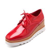 Women\'s Shoes Patent Leather Platform Creepers/Round Toe Oxfords Casual Black/Red/White