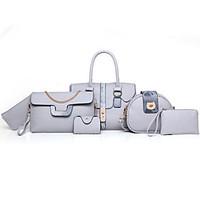 Women PU Formal Outdoor Office Career Bag Sets Brown Red Gray Black