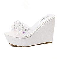 Women\'s Comfort Leatherette Outdoor Wedge Heel Pink White Silver Gold