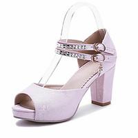 womens shoes leatherette chunky heel heels peep toe sandals wedding pa ...