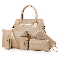 Women PU Shopper Shoulder Bag / Tote / Satchel / Clutch / Wallet-White / Blue / Gold / Black