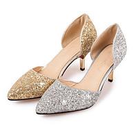 Women\'s Heels Spring Summer Fall Glitter Wedding Office Career Party Evening Stiletto Heel Sequin Gold Silver