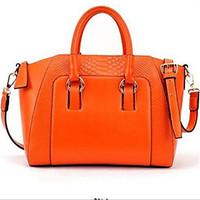 Women Tote PU Outdoor Shopper Zipper White Black Orange