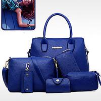 Women PU Barrel Shoulder Bag / Tote / Satchel / Clutch - White / Blue / Gold / Black