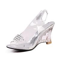 womens shoes transparent wedge heel peep toe sling back sandals more c ...