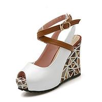 Women\'s Shoes/ Patent Leather Wedge Heel Wedges / Peep Toe/ Comfort Sandals Office Career / DressBlue / Green / Pink