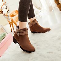 Women\'s Spring Fall Winter Leatherette Outdoor Office Career Casual Chunky Heel Block Heel Buckle