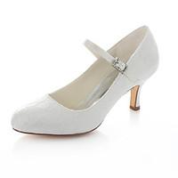 Women\'s Shoes Stretch Satin Stiletto Heel Heels / Round Toe Heels Wedding / Party Evening / Dress Ivory