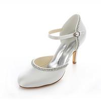 Women\'s Shoes Stretch Satin Stiletto Heel Heels / Round Toe Heels Wedding / Party Evening / Dress Pink / Ivory