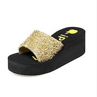 womens slippers flip flops spring summer pu outdoor gold black light g ...