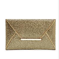 Women Metal / leatherette Event/Party Clutch Gold / Brown / Black